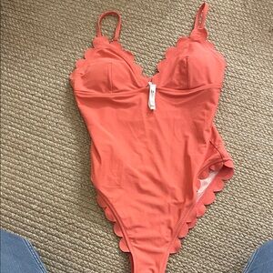 Cupshe Scalloped Coral One-Piece Swimsuit